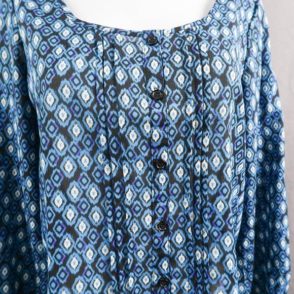 Womens Top Medium Blue Sheer Boxy Flowy Romantic Statement Artsy Indie - Picture 2 of 13